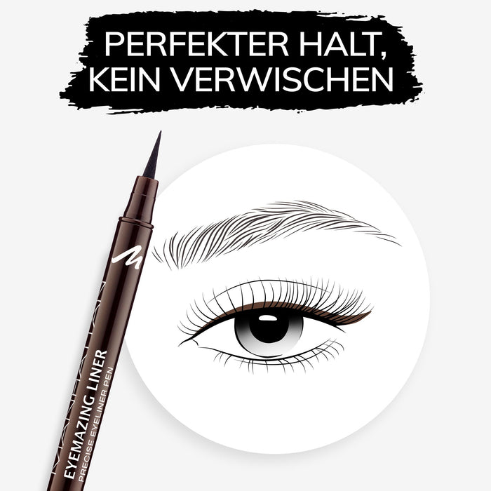 Manhattan Eyemazing Liner – brązowy filcowy eyeliner do perfekcyjnego nakładania – kolor brązowy toffee 69U – 1 x 1,2 ml