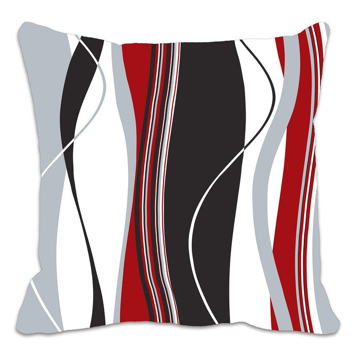Faliste pionowe paski czerwony czarny biały i szary pokrowiec na poduszkę do salonu, sofy itp.