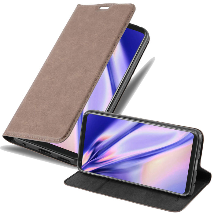 Cadorabo Etui na książkę współpracuje z LG V30 w kolorze brązowym kawowym - z magnetycznym zamknięciem, funkcją stojaka i przegródką na karty - portfel etui pokrowiec pokrowiec ze skóry PU z klapką