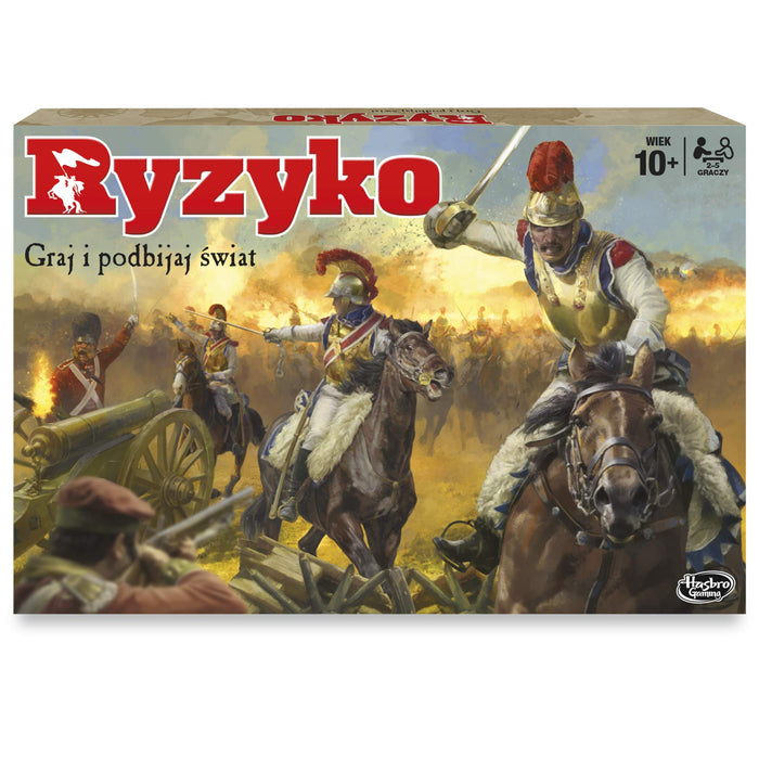 Ryzyko, strategiczna gra planszowa, zaktualizowane figurki, ulepszone karty Misja, wojenne skrzynie, dla dorosłych i dzieci w wieku od 10 lat, od 2 do 5 graczy.