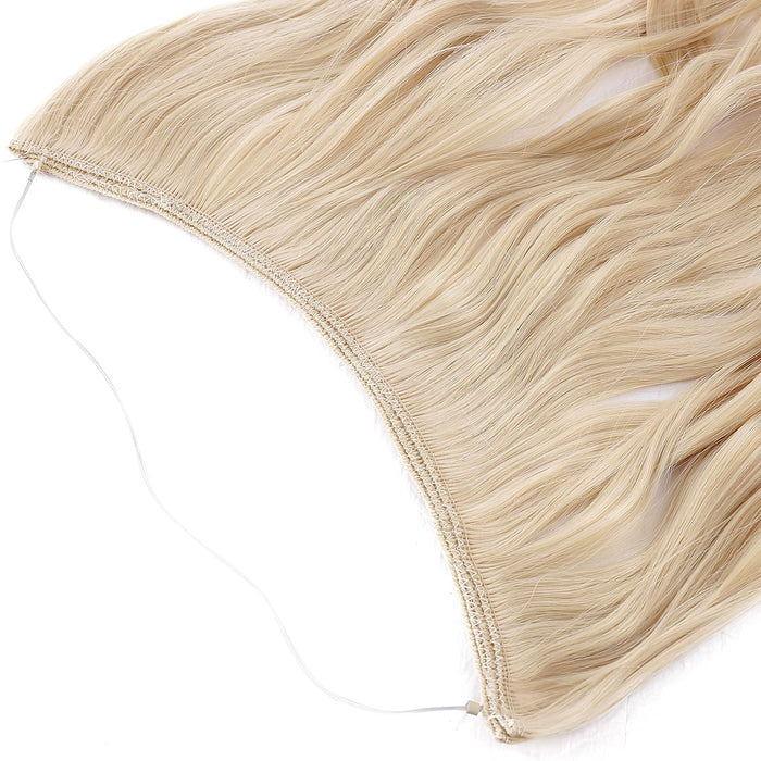 Przedłużanie włosów z niewidocznym drutem, zagęszczanie włosów, pofalowane, kolor blond, 2 50 cm