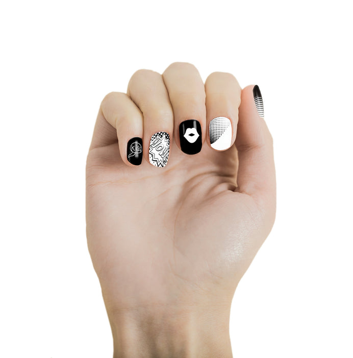 Moyou biały nocny zestaw 2 szt. stemplowanych lakierów do paznokci: czarny i biały, aby stworzyć sztukę paznokci