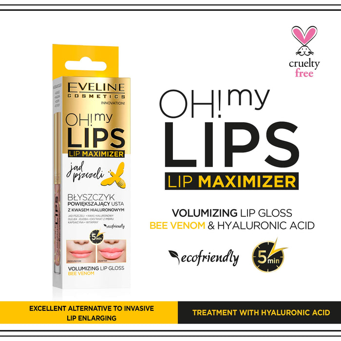 Eveline Kosmetyki Och! Błyszczyk Zwiększający Objętość My Lips z Jadem Pszczelim i Kwasem Hialuronowym | 4,5 ml | Wzmacniacz Ust dla Pełniejszych, Bardziej Miękkich Ust | Przyjemny Zapach