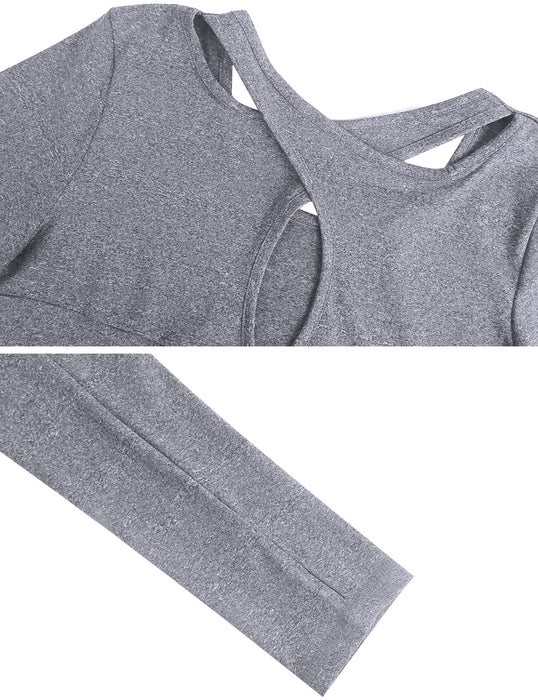 Sykooria Damska koszulka sportowa z długim rękawem, szybkoschnąca, elastyczna, do jogi, na siłownię, damska koszulka do biegania, z długim rękawem, z otworem na kciuk