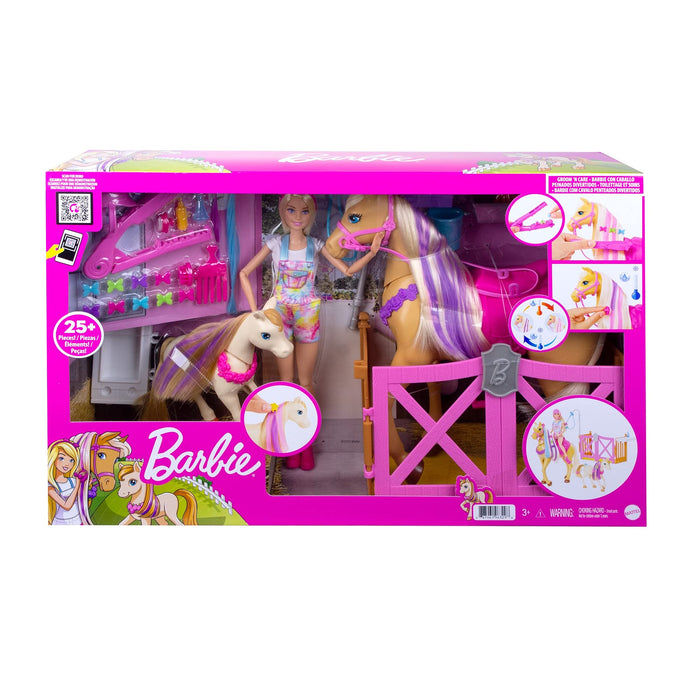 Barbie Lalka i Pielęgnacja Koni, Wielokolorowy, Od 3 lat, GXV77
