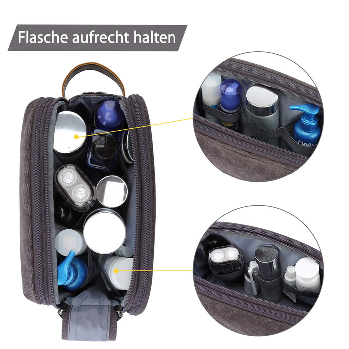 BAGSMART Kosmetyczka dla mężczyzn, do podróży, z podwójnym zamkiem błyskawicznym, duża przestrzeń do przechowywania, 5 l, szary-1, Rozmiar uniwersalny,