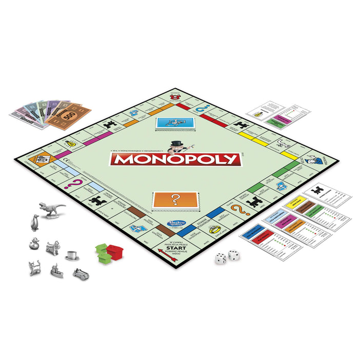 Gra planszowa Monopoly, rodzinna gra planszowa dla od 2 do 6 graczy, gra dla dzieci w wieku od 8 lat, dołączono wybrane przez fanów karty