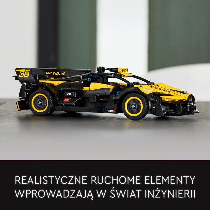 LEGO 42151 Technic Bolid Bugatti Wyścigówka z Klocków, Kreatywne Zabawki Inżynieryjne, Kultowy Samochód Sportowy do Budowania z Klocków Konstrukcyjnych dla Kolekcjonerów i Dzieci