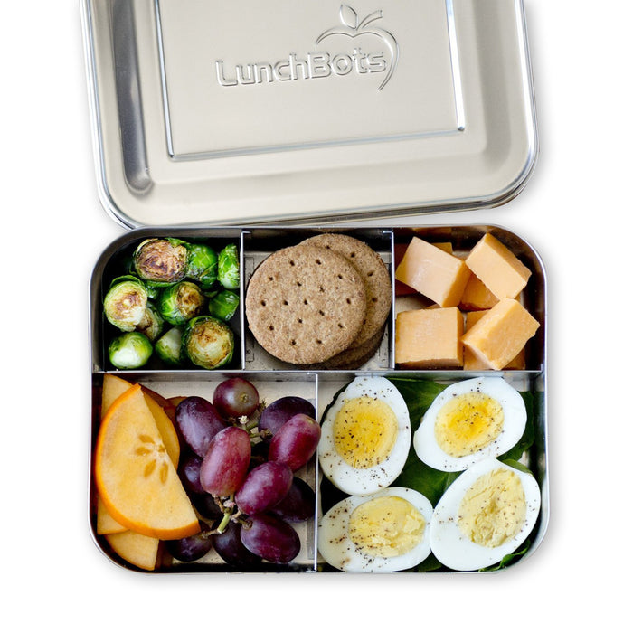 Lunchbots Bento Cinco duży pojemnik na żywność ze stali nierdzewnej – projekt z pięcioma sekcjami mieści dobrze wyważoną różnorodność produktów spożywczych – ekologiczne pudełko na lunch Bento – nadaje się do mycia w zmywarce i nie zawiera BPA – wszystkie