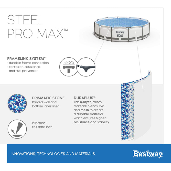 Steel Pro Max Frame Zestaw Basenowy, Wielokolorowy, 305 x 76 cm