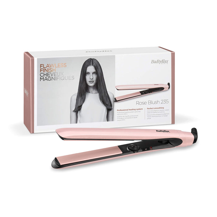 BaByliss Rose Blush 235 Prostownica do włosów z długimi płytkami pokrytymi powłoką tytanowo-ceramiczną 2498PRE