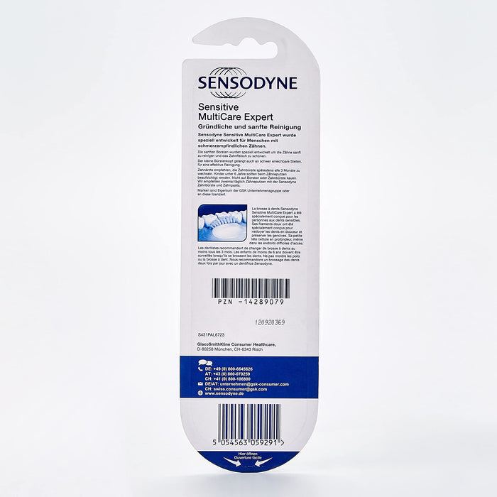 SENSODYNE Sensitive MultiCare Expert szczoteczka do zębów, dwupak, miękka, specjalnie zaprojektowana dla osób z ząbkami wrażliwych na ból, 2 szt.