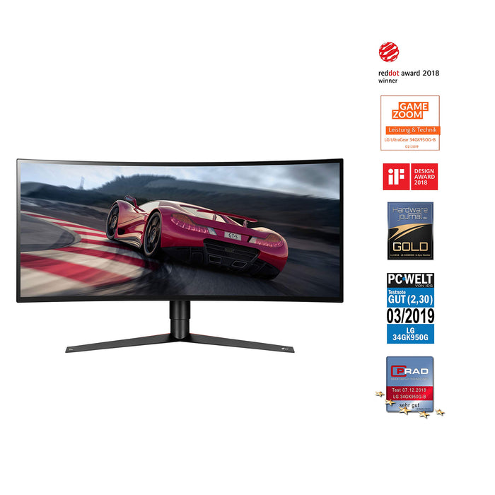 LG 34GK950G monitor gamingowy o przekątnej 86,36 cm (34"), UltraGear ™ Curved 21:9 UltraWide™ QHD IPS, 120 Hz, DCI-P3 98%, DAS Mode), czarny