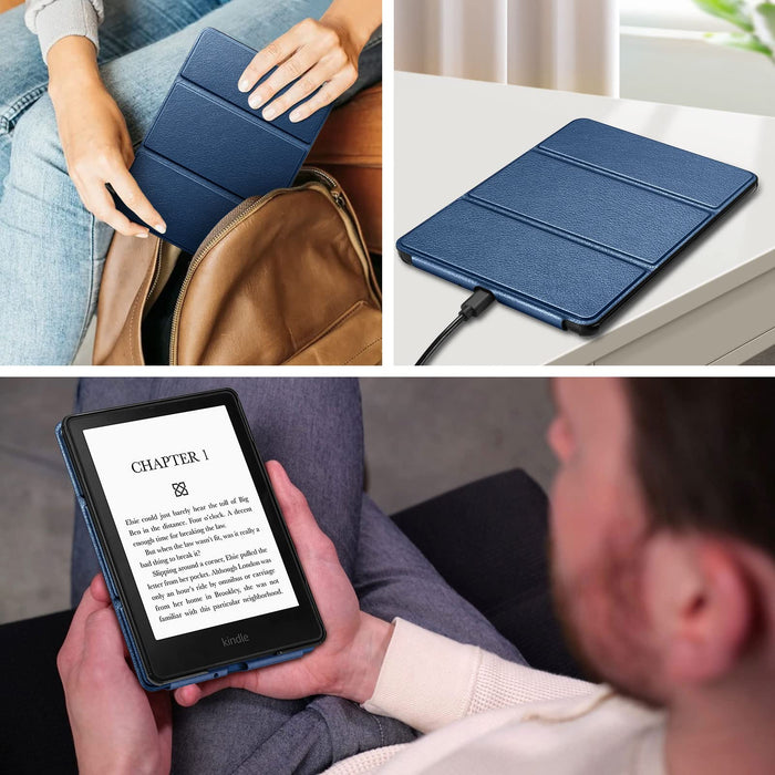 Fintie Etui do 6,8" Kindle Paperwhite (11. Generation - 2021) i Kindle Paperwhite Signature Edition - ultra cienki super lekki stojak pokrowiec ochronny z funkcją automatycznego uśpienia / wosku (Ciemnoniebieski)