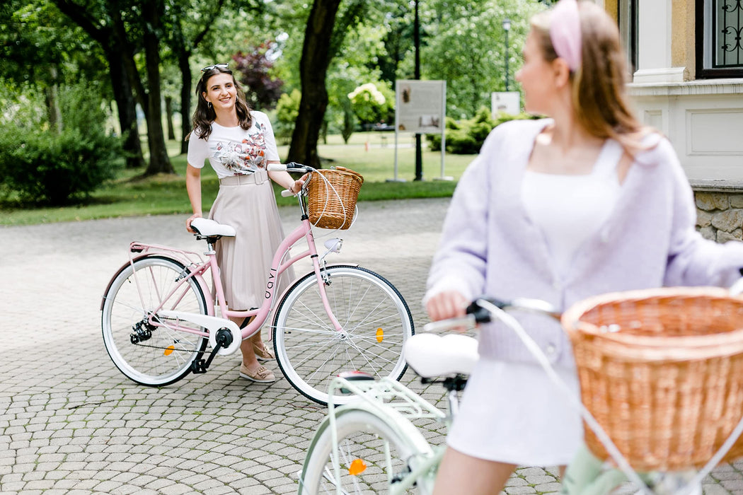 Davi Emma – rower z wiklinowym koszem – rower damski – rower holenderski – rower miejski – rower dla kobiet – retro – vintage – koła aluminiowe 28 cali – 7 biegów – kosz z wyściółką