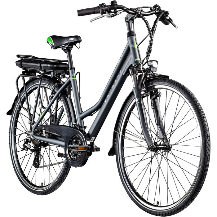 ZÜNDAPP Z802 E Bike damski rower trekkingowy, 155 – 185 cm, 21 biegów, do 115 km, rower elektryczny 28 cali z oświetleniem i wyświetlaczem LED, rower trekkingowy Ebike