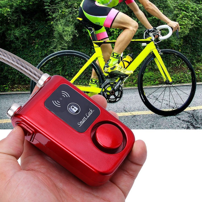 Inteligentne zapięcie rowerowe Bluetooth do roweru, zabezpieczenie przed kradzieżą, 110 dB, alarm wodoszczelny, blokada do smartfonów z systemem iOS i Android (kolor czerwony)