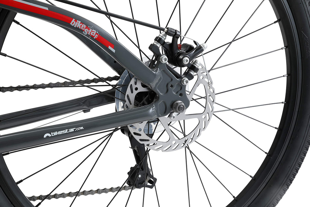 BIKESTAR aluminiowy rower górski młodzieżowy 26", 27.5", 29 cali hardtail | 21 biegów Shimano, hamulec tarczowy, amortyzowany widelec