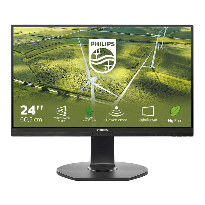 Philips 241B7QGJEB/00 monitor zielony (23,8 cala) (DVI, HDMI, Displayport, koncentrator USB, 1920 x 1080, 60 Hz, funkcja Pivot), czarny