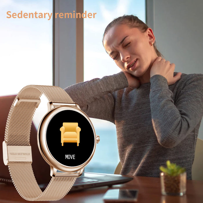 Fitness Tracker zegarek dla kobiet – wodoszczelny IP67 sportowy zegarek z pulsometrem, ciśnieniem krwi, snu, licznikiem kalorii, krokomierzem, przypomnieniem SMS dla iOS Android (złoty)