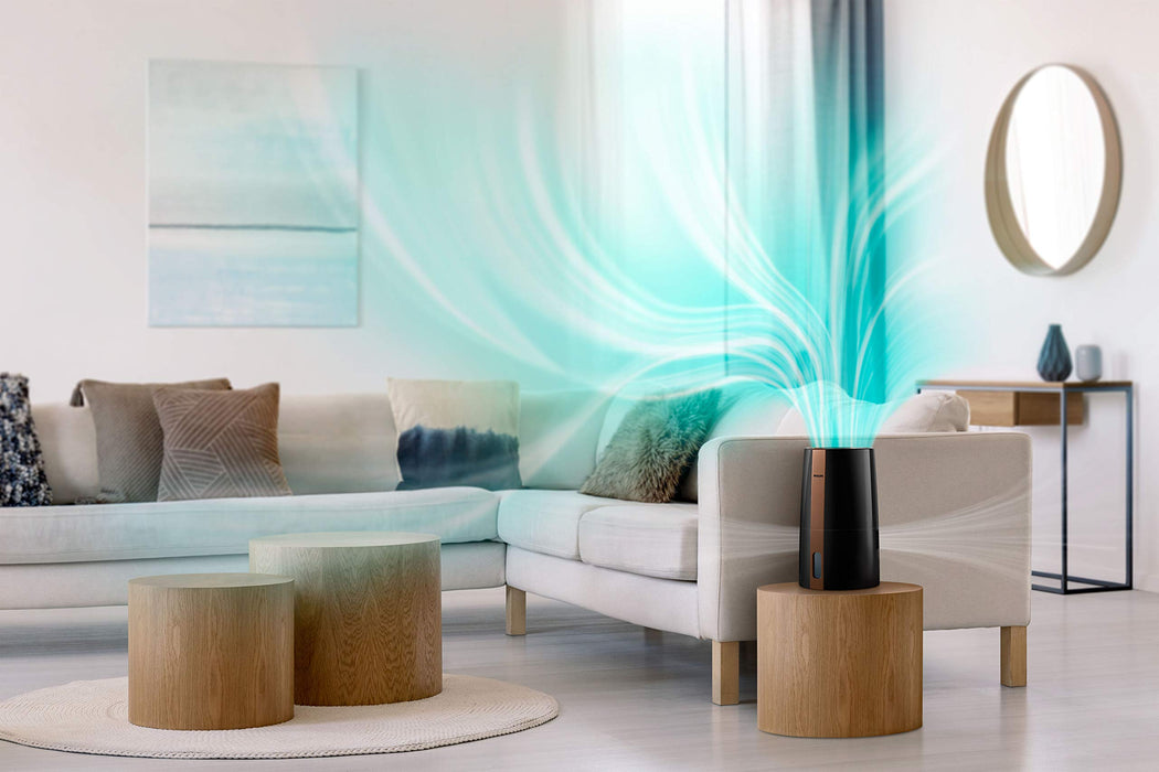 Philips HU3918/10 nawilżacz powietrza serii 3000 (do 45 m², higieniczna technologia NanoCloud, cichy tryb nocny, automatyczny zbiornik na wodę), czarny