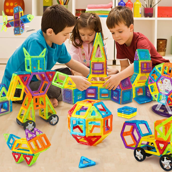 Theefun 100 Sztuk Magnetycznych Klocków Konstrukcyjnych, Zestaw Klocków Magnetycznych dla Dzieci Zabawki Magnetyczne Klocki Konstrukcyjne dla Dzieci Gry dla 3 4 5 6 7-letnich Chłopców i Dziewcząt