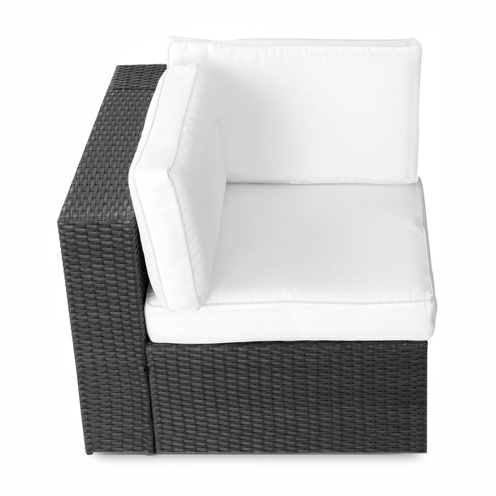 XINRO® (1 x fotel narożny z polirattanu - meble ogrodowe fotel narożny z rattanu - możliwość rozbudowy przez inne meble ogrodowe z polirattanu - do wewnątrz i na zewnątrz - ręcznie pleciony - czarny