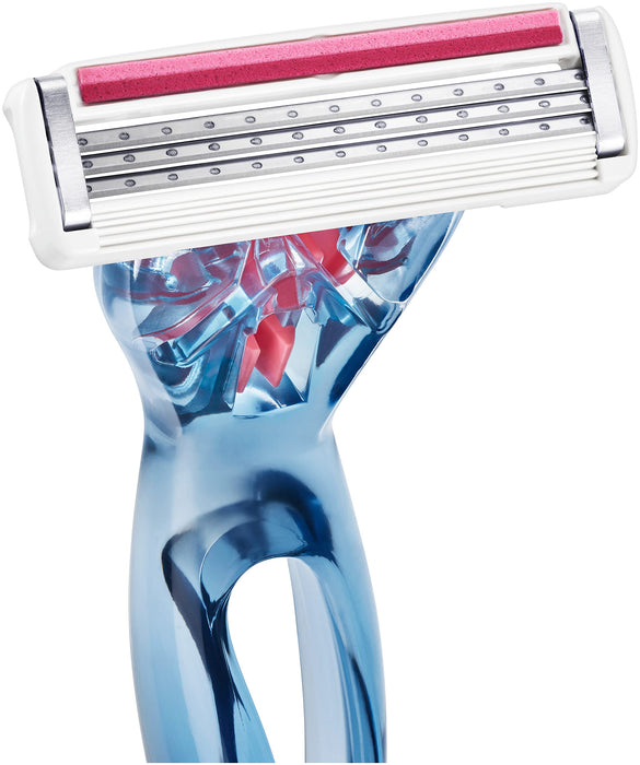 Bic Click 3 Soleil Sensitive damska maszynka do wielokrotnego napełniania, 30% plastikowy uchwyt z recyklingu i wkłady z 3 ostrzami - pudełko 1 + 2 szt