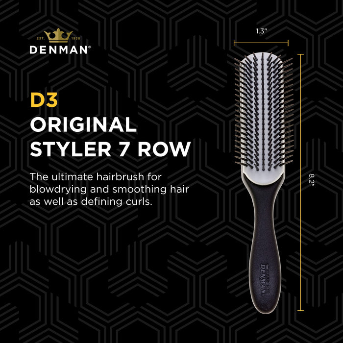 Denman Noir 7-rzędowa szczotka do stylizacji, czarno-biała