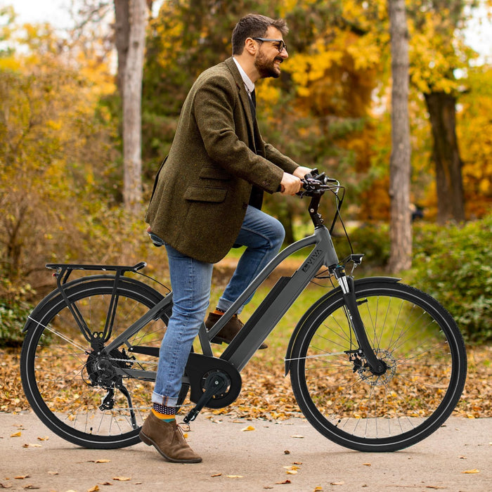 AsVIVA E-Bike CityBike B15_FBA I 28 cali Pedelec w kolorze szarym lub białym I wysokiej jakości rower elektryczny z bardzo mocnym akumulatorem I rower miejski z silnikiem na tylne koło I damski i męski rower trekkingowy z wyświetlaczem LCD