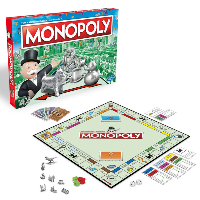 Gra planszowa Monopoly, rodzinna gra planszowa dla od 2 do 6 graczy, gra dla dzieci w wieku od 8 lat, dołączono wybrane przez fanów karty