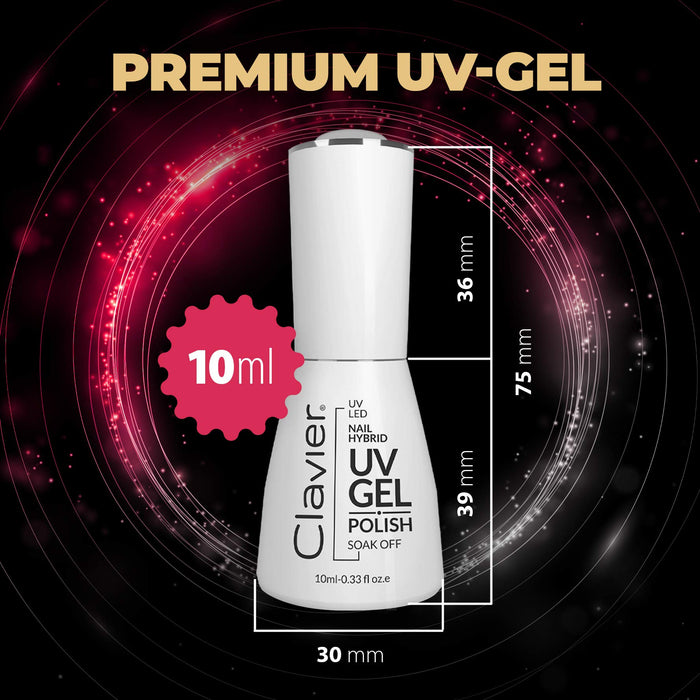 Luksusowy lakier hybrydowy do paznokci UV-Gel, 10 ml w buteleczce z aplikatorem, trwałość do 3 tygodni, dla lamp UV i LED, utwardzanie: 2 minuty w UV lub 30 sekund w urządzeniu z oświetleniem LED