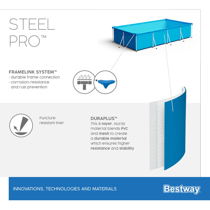 Bestway ProPool Basen Stelażowy, Niebieski, 259 x 170 x 61 cm