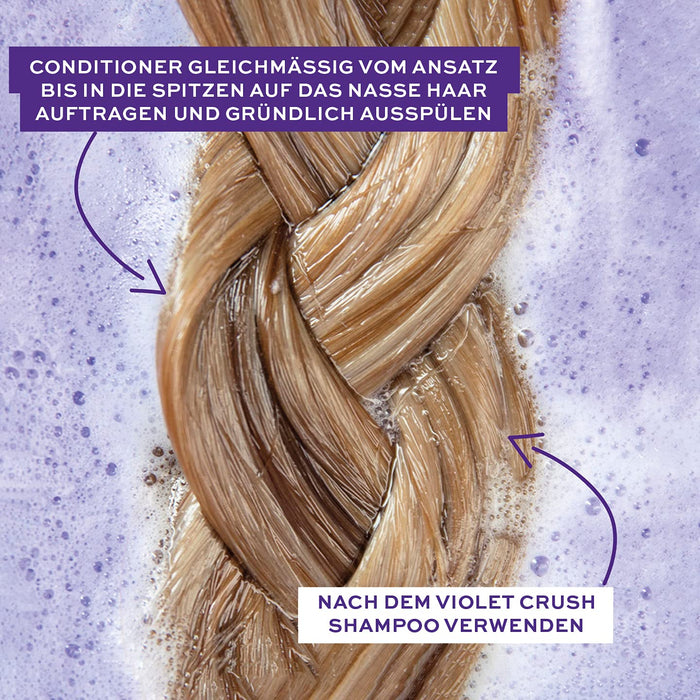 John Frieda Violet Crush — odżywka przeciw żółknięciu odcieniem — zawartość: 250 ml — również przeciwko odcieniom pomarańczy — z fioletowymi pigmentami