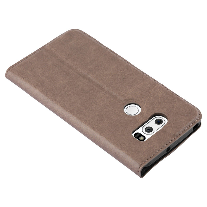 Cadorabo Etui na książkę współpracuje z LG V30 w kolorze brązowym kawowym - z magnetycznym zamknięciem, funkcją stojaka i przegródką na karty - portfel etui pokrowiec pokrowiec ze skóry PU z klapką