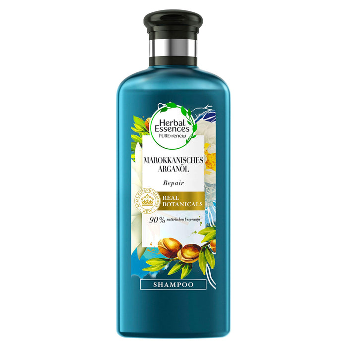 Herbal Essences Pure Renew szampon do włosów z marokańskim olejkiem arganowym, 250 ml, pielęgnacja włosów z olejkiem arganowym, pielęgnacja włosów, suche włosy, olejek arganowy, szampon damski, aloes