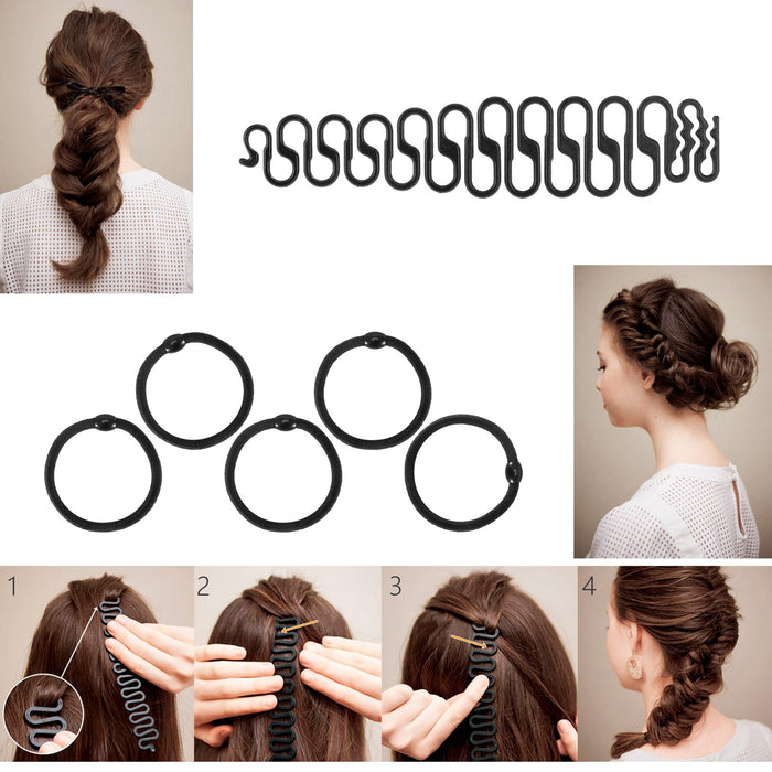Akcesoria do stylizacji włosów, ivencase 28szt Zestaw akcesoriów do stylizacji włosów Moda Gumki Zacisk Fryzjerstwo Boudin Roller Lokówki Magic Bun Clip Braid Twist Hair Kit