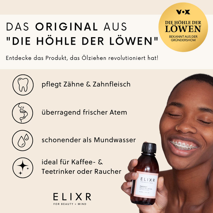 ELIXR Harmony Mundziehöl 200 ml z programu Die Höhle der Löwen I inze krauseminze grejpfrutowe I certyfikowane kosmetyki naturalne I olejek do zębów, przeciąganie oleju, płukanie ust