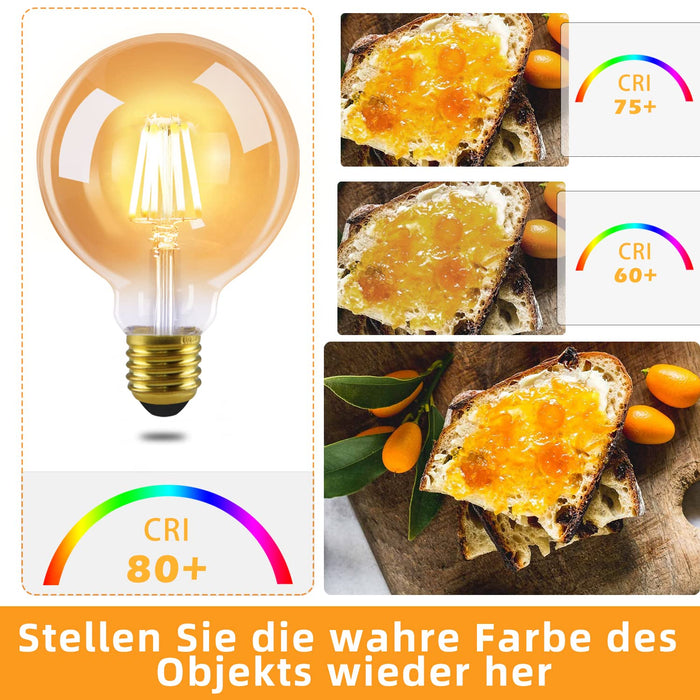 GBLY 2 sztuki LED E27 lampa vintage żarówka - G80 żarówka edison 2700K 4W żarówka ciepła biała filament retro żarówka zabytkowa lampa szklana energooszczędna lampa do domu hotel bar kawiarnia