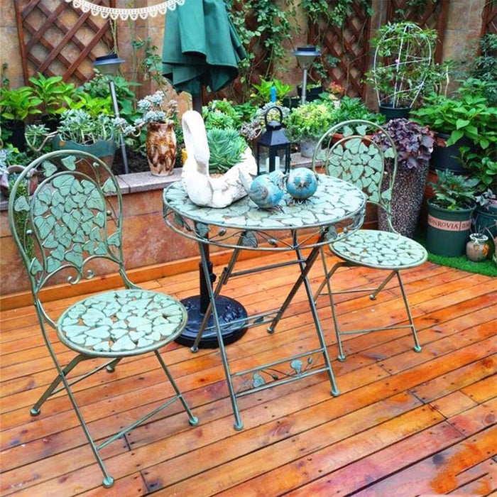 Zestaw stolików bocznych Courtyard Tavern, składany zestaw mebli do patio, 3-częściowy składany stół i krzesła ogrodowe,Multi colored