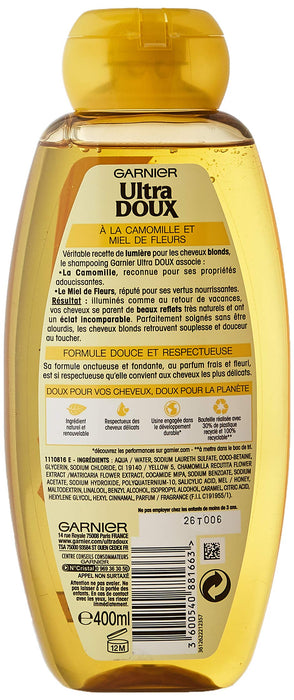 Garnier Ultra miękki środek do pielęgnacji włosów / szampon z ekstraktem z rumianku i miodem kwiatowym do włosów blond – 400 ml – 1 sztuka