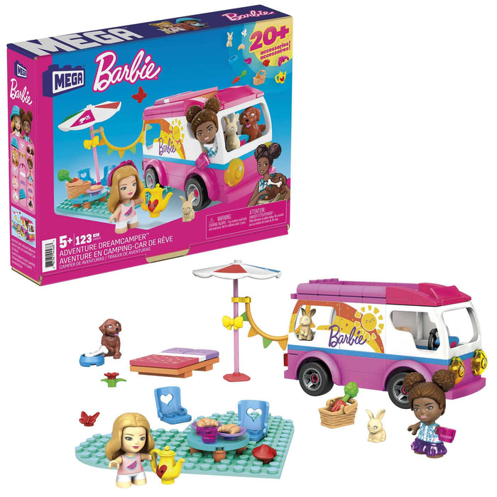 Mega Construx GWR35 - Barbie Przygoda Camper marzeń, zestaw do budowania z 123 klocków, wiek 5+