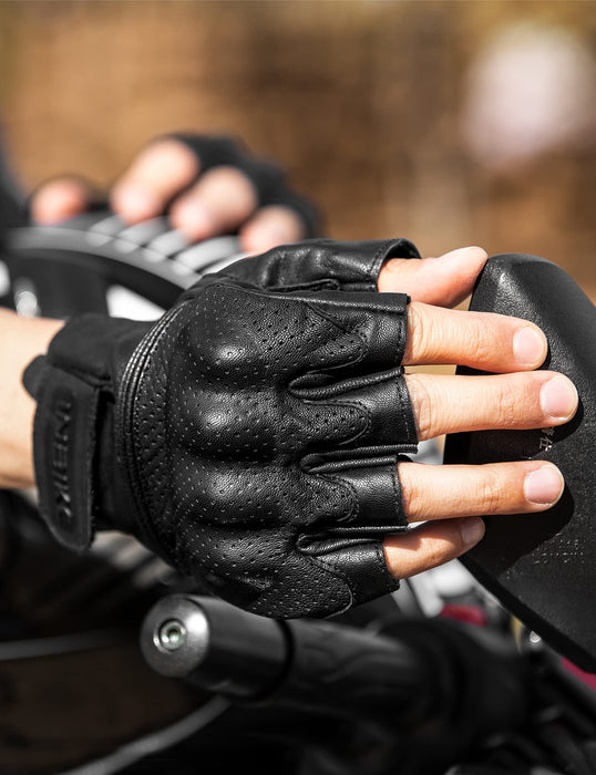 INBIKE Rękawice motocyklowe męskie bez palców, 100% skóra kozia ochrona kostek MTB, jazda na rowerze, rower górski, siłownia