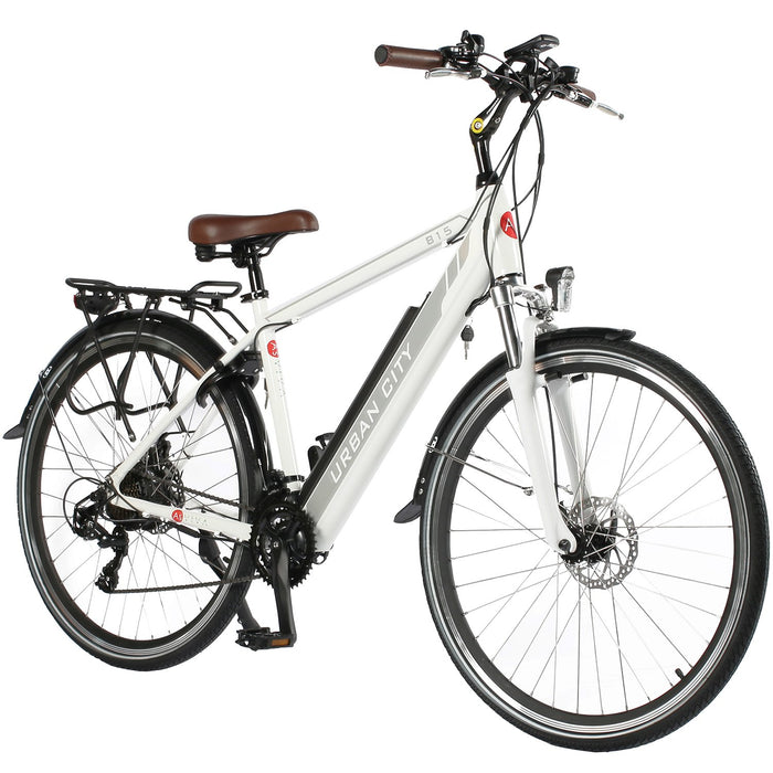 AsVIVA E-Bike rower trekkingowy – 28" CityBike B15-H 36 V 14,5 Ah akumulator Samsung | 21-biegowa przerzutka Shimano, silnik tylny 250 W, hamulce tarczowe, zamek felgi, rower elektryczny, rower Pedelec, biały/szary, uniseks