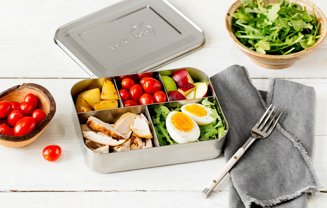 Lunchbots Bento Cinco duży pojemnik na żywność ze stali nierdzewnej – projekt z pięcioma sekcjami mieści dobrze wyważoną różnorodność produktów spożywczych – ekologiczne pudełko na lunch Bento – nadaje się do mycia w zmywarce i nie zawiera BPA – wszystkie