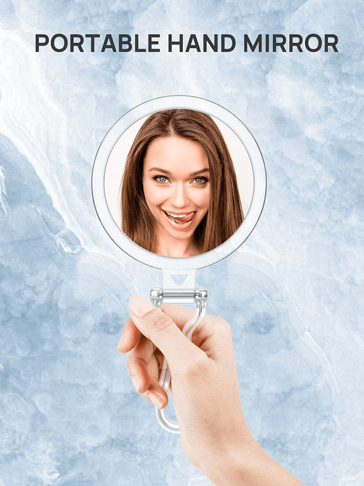 OMIRO Lusterko ręczne, dwustronne, 1X/20x, powiększające, składane lusterko do makijażu, do użytku ręcznego, stołu i w podróży