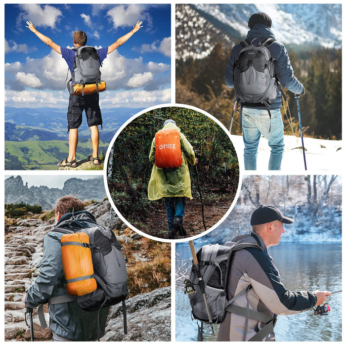 HOMIEE Plecak turystyczny 35 l, plecak outdoorowy, wodoodporny, trekkingowy plecak na co dzień, na kemping, piesze wycieczki, wędrówki z plecakiem, wspinaczkę z osłoną przeciwdeszczową
