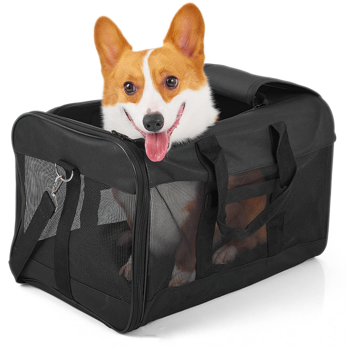 Hitchy Pudełko transportowe dla psa, dla kotów, małych psów, kotów lub szczeniaków, dopuszczone do użytku w samolocie, przyjazne w podróży (L)