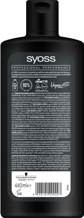 Syoss Blonde & Silver Purple szampon do włosów blond i siwych neutralizujący żółte tony 440ml