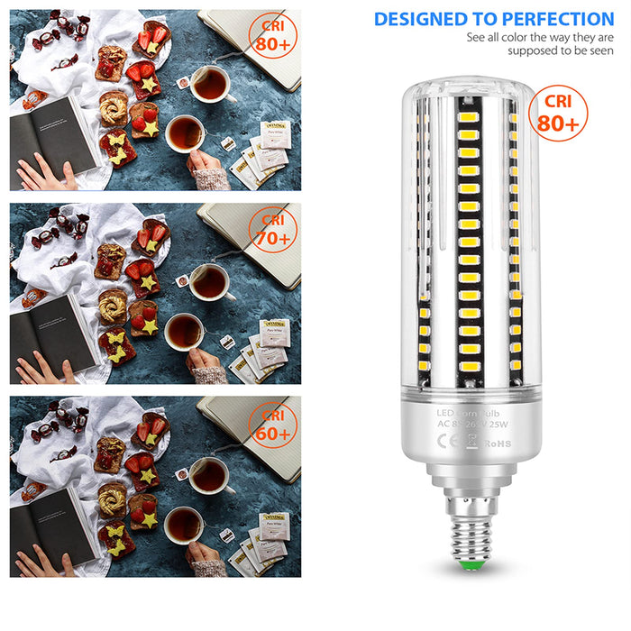 LED LIGHT LIGHT, 25W Household Aluminiowe części, E14 Light Corn Light, E27 Żarówka oszczędzająca energooszczędna,25w,E14 warm white light